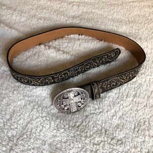 Justin Leather Rhinestone Cross Belt
